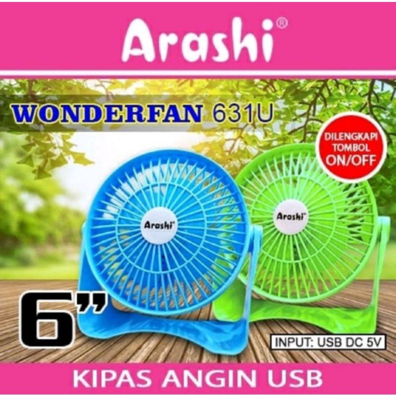 Arashi Kipas Angin Mini / Kipas Angin Portable 6&quot; USB Wonder Fan 631U