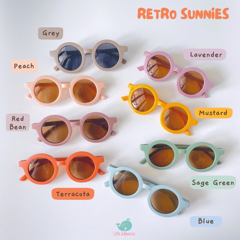 Little Whimsea Retro Sunnies / Kacamata Hitam Anak Unisex bentuk O/Kacamata Anak-1