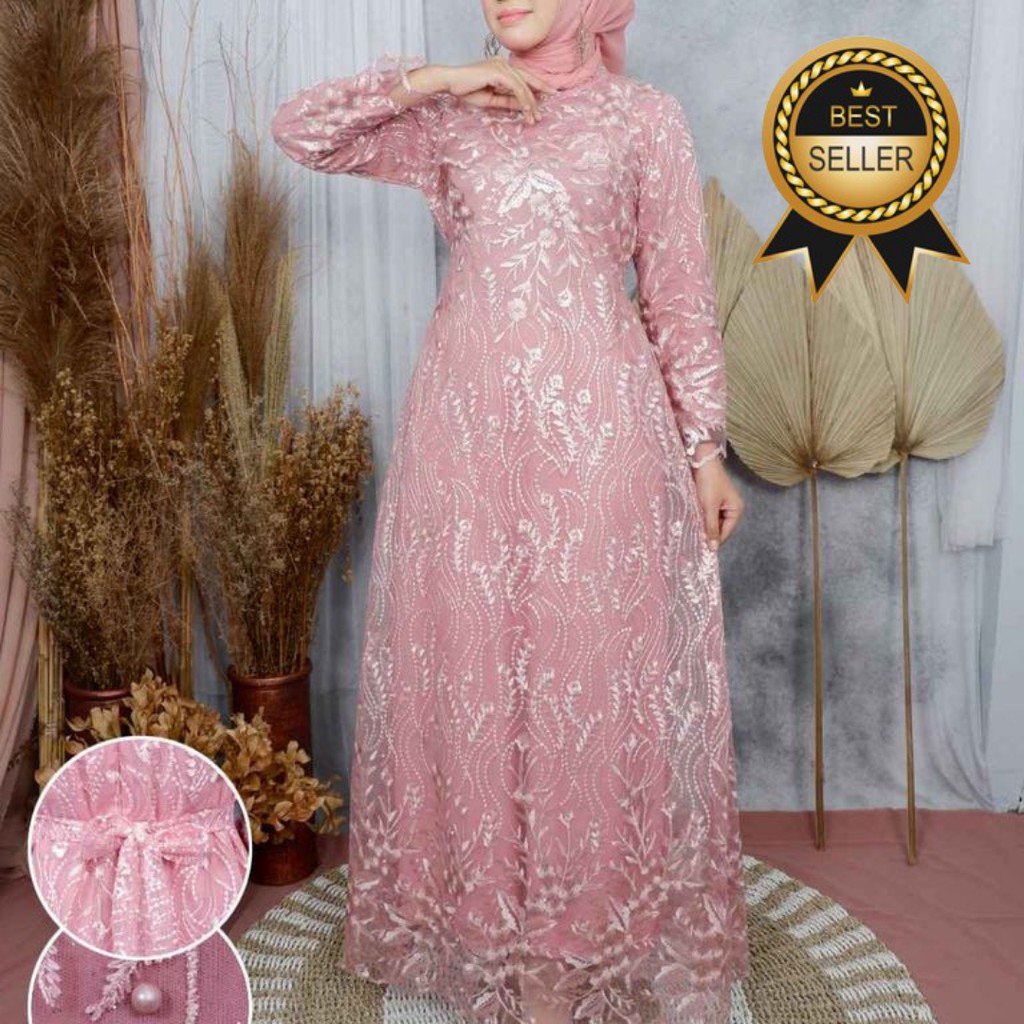 [BRUKAT PREMIUM ADA JUMBO] MAXI DRESS KONDANGAN DRESS BROKAT GAMIS KONDANGAN GAMIS BRUKAT