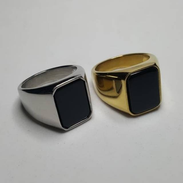 COD!! Batu Cincin Keren Black Onyx / Ring Kotak Titanium Super