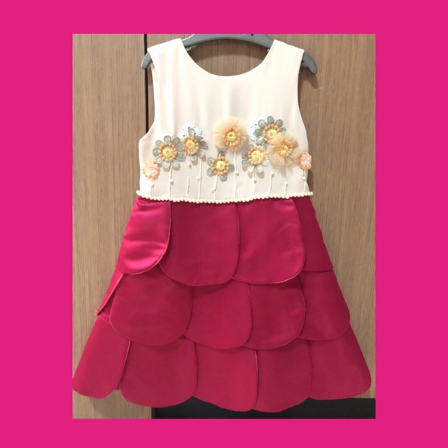 Dress pesta anak fuschia