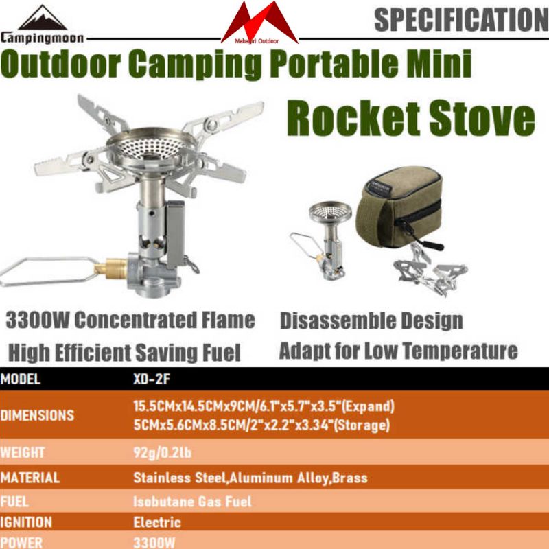 Kompor CampingMoon XD-2F portable camping moon rocket stove ultralight