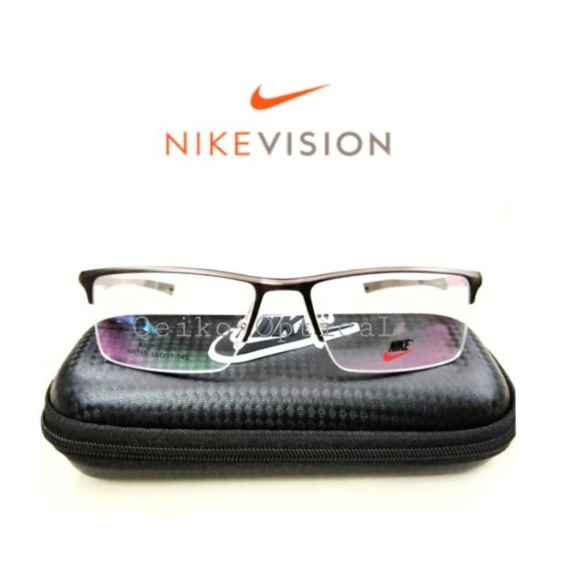 Frame Kacamata Minus Pria Titanium Carbon Half Sporty Nike185 -C3 Anti Korosi