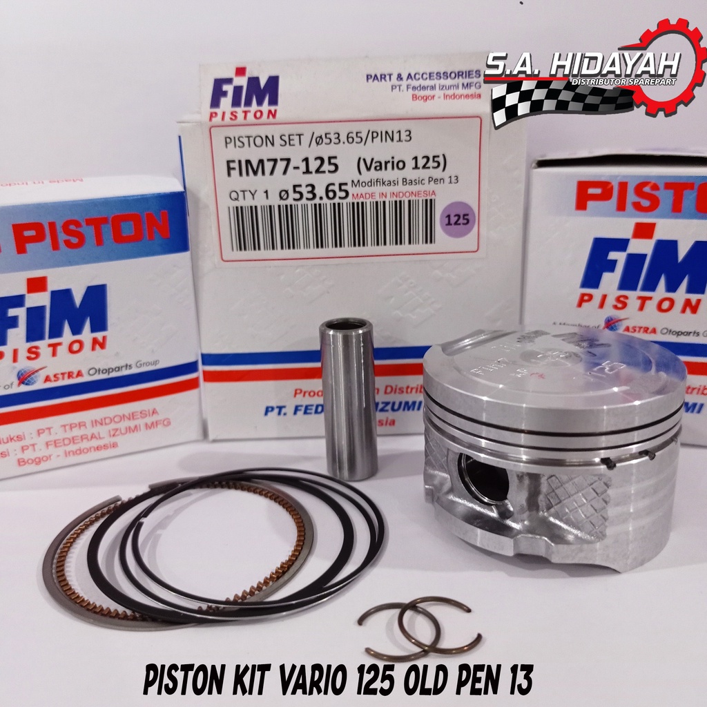 Seher Piston set PIN 13 52.4 52.65 52.9 53.15 53.4 53.65 53.9 VARIO 125 FIM IZUMI