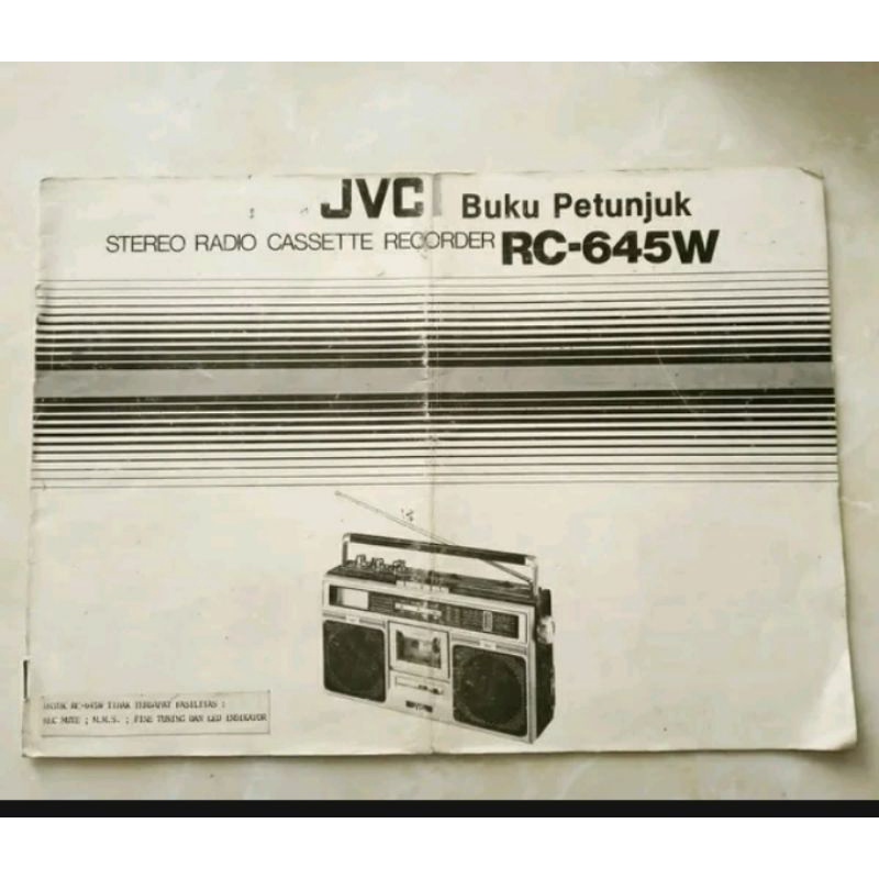buku manual pedoman radio tape jvc rc 645w jadul vintage boombox jvc sharp sony walkman