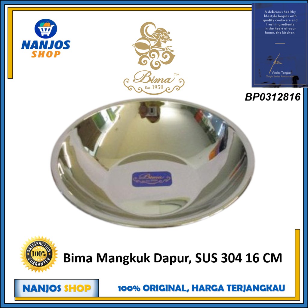 Bima Mangkok Dapur Kitchen Bowl 16cm 0.6L SUS 304 BP0312816