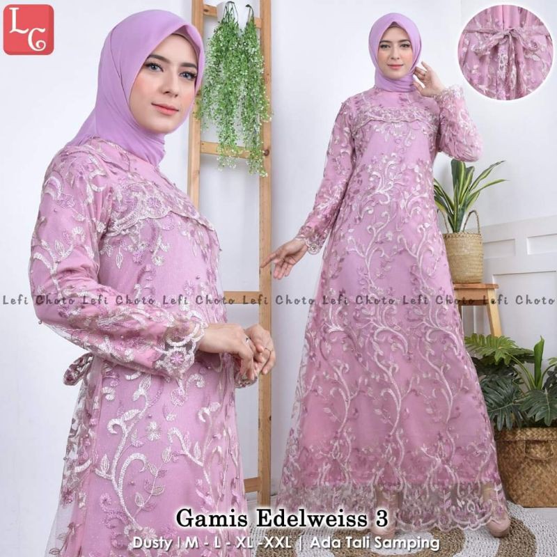 NEW REAL PICT GAMIS EDELWIS 3/GAMIS TULLE MODERN/GAMIS MURAH/GAMIS KONDANGAN