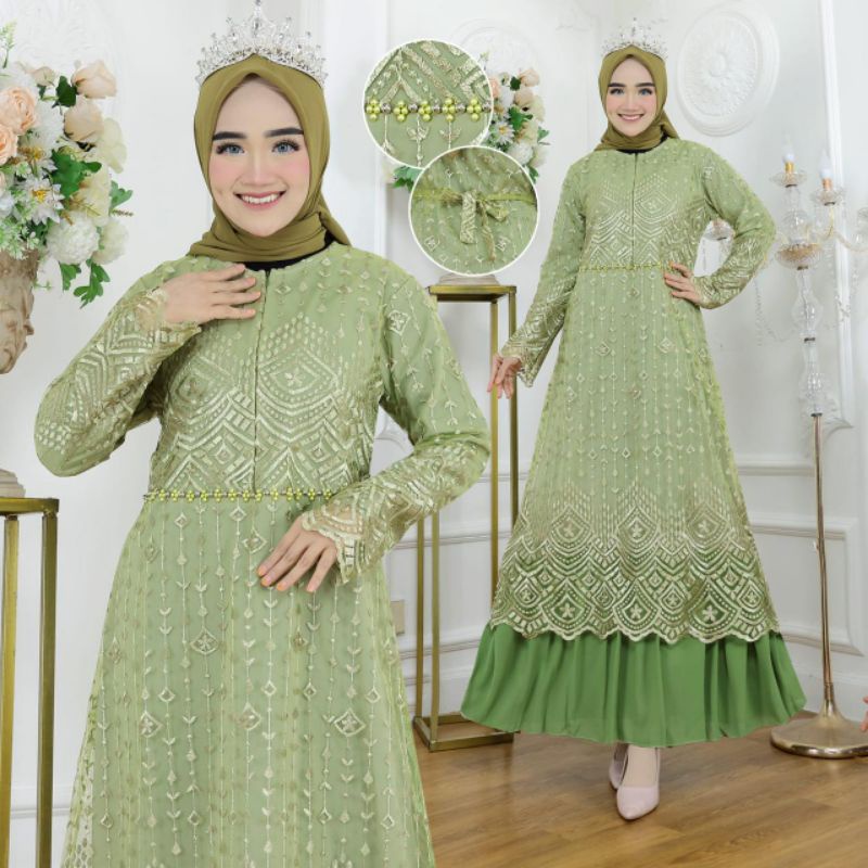 EKA DRESS // BAHAN TILLE MUTIARA MIX CERUTY + PAYET // KODE EK