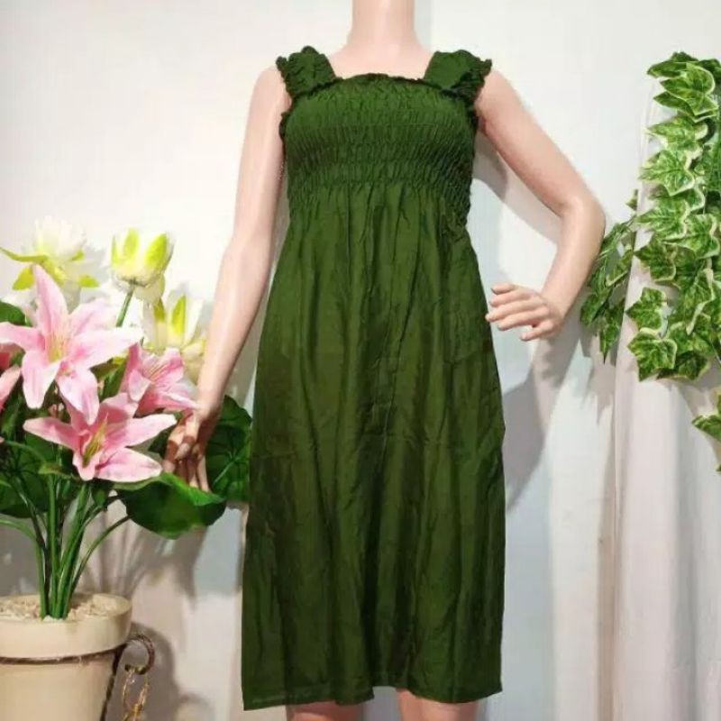 Dress Kerut Dada Pendek Polos Bali