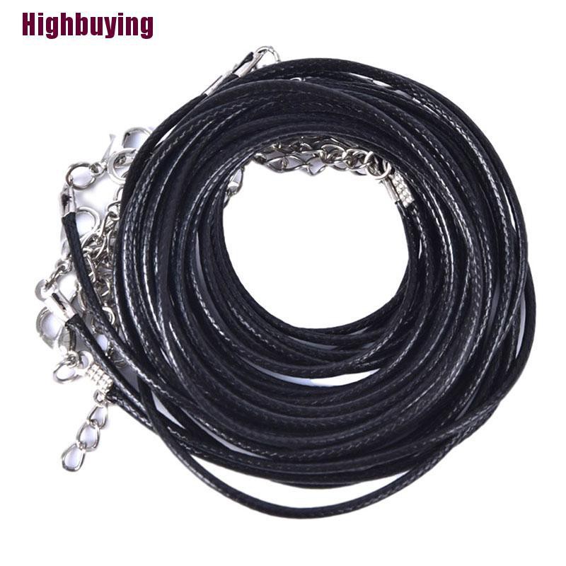 Hbid 10PCS Tali Kulit Adjustable 1.5mm Warna Hitam Untuk Membuat Kalung / Gelang DIY