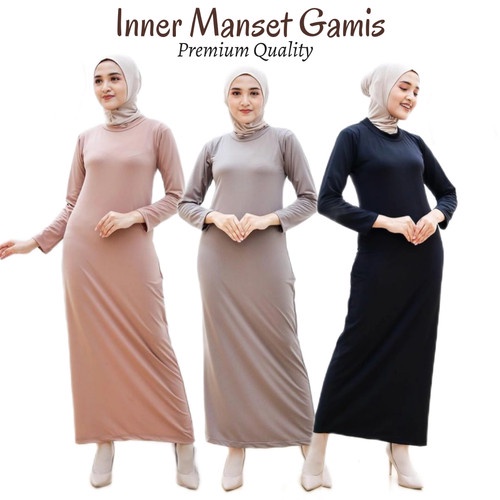 INNER DRESS lengan panjang bahan spandek dan jersey premium