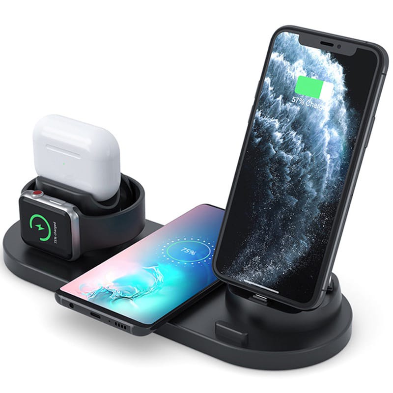 [WS] Wireless Charger Dock 6 In 1 Fast Charging Stand Universal