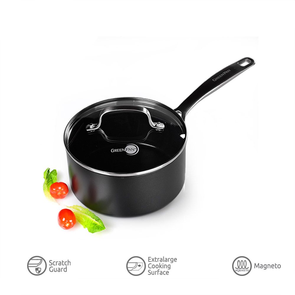 GreenPan Copenhagen Black Covered Saucepan 18 Cm