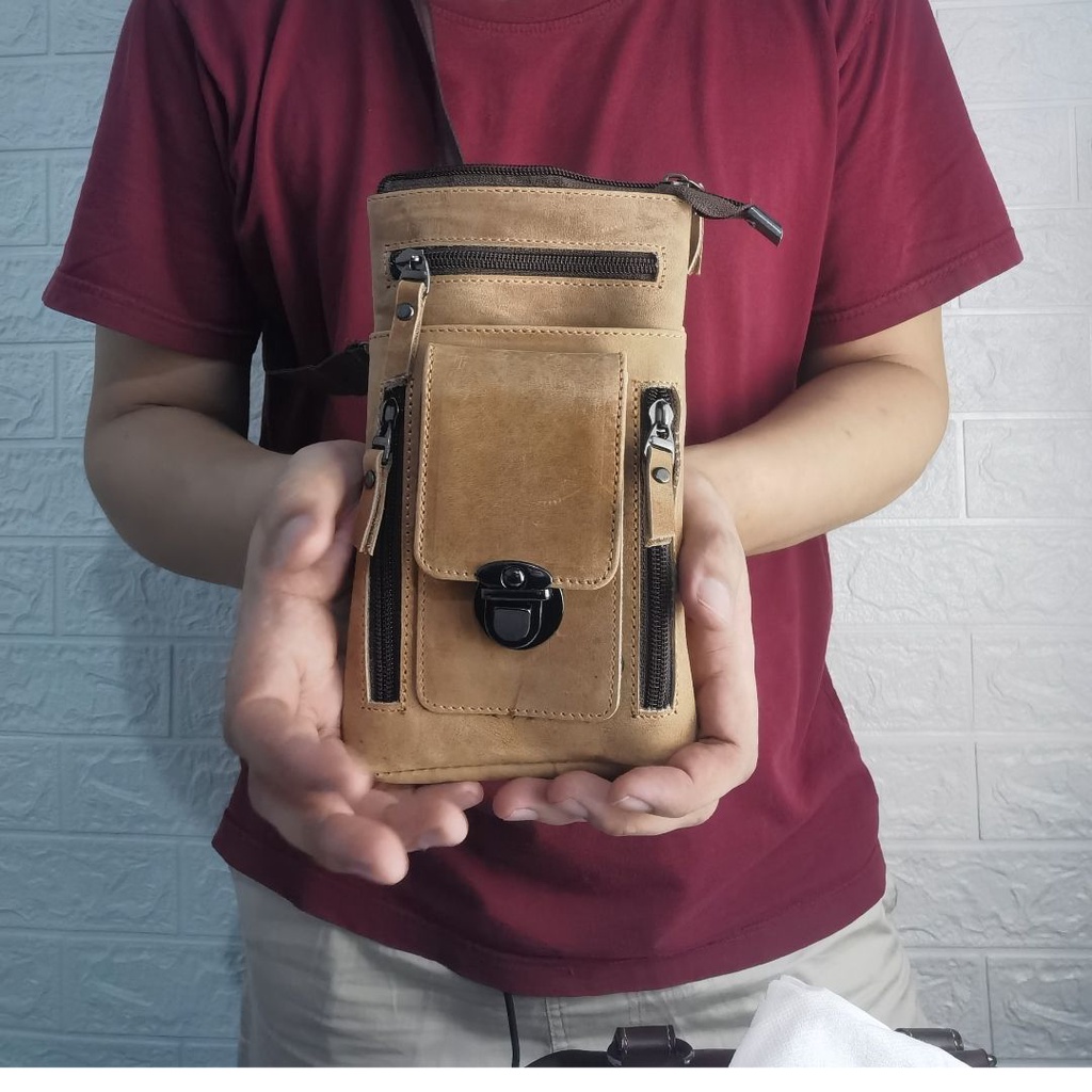 Tas Selempang Kulit Sapi Asli Pria