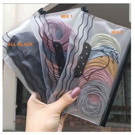 Ikat Rambut 100 Pcs Free Pouch Ikat Rambut Korea Gratis Dompet Mini