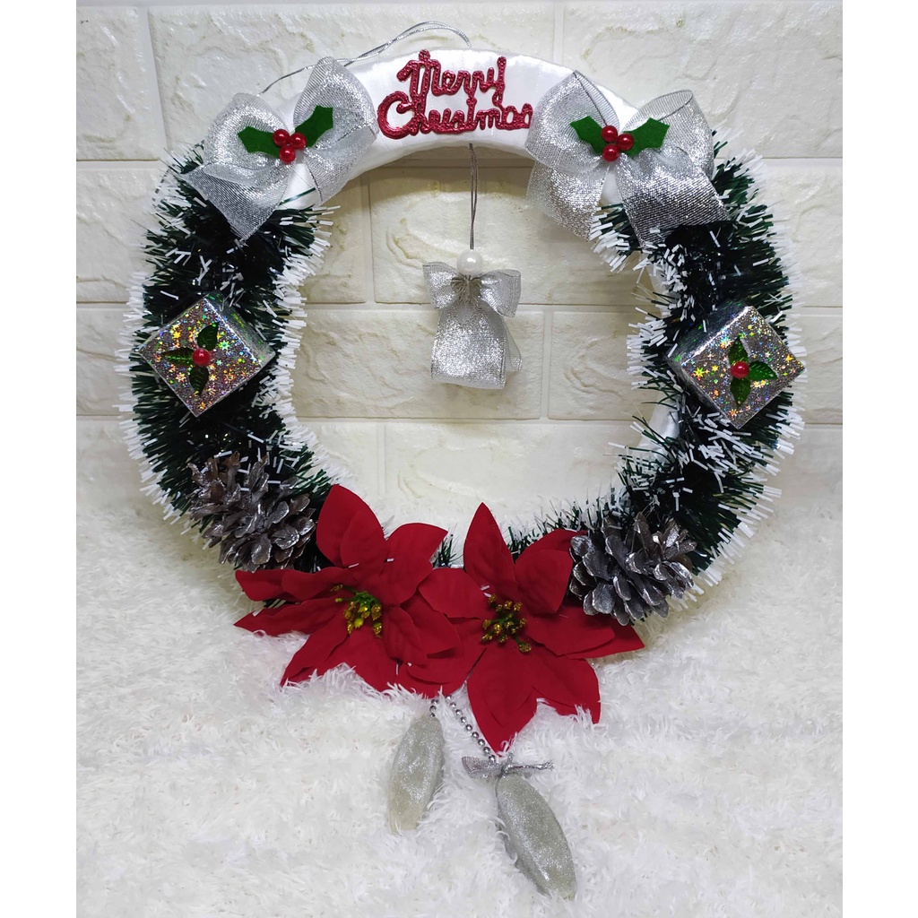 ( Diameter 30 cm ) Fancy Wreath Exclusive - Gantungan Hiasan Dekorasi Natal