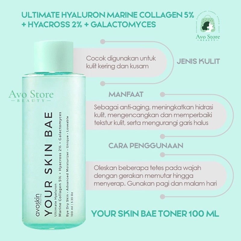 Avoskin YourSkinBae Toner Niacinamide 7% + Alpha Arbutin 1% + Kale 100ml