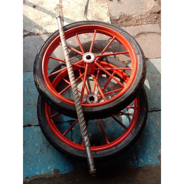 roda gerobak ruji besi 6 besar dan as