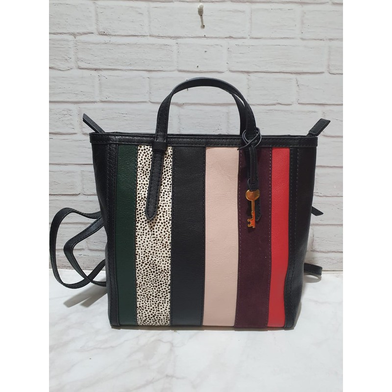 tas fossil camilla small backpack black patchwork