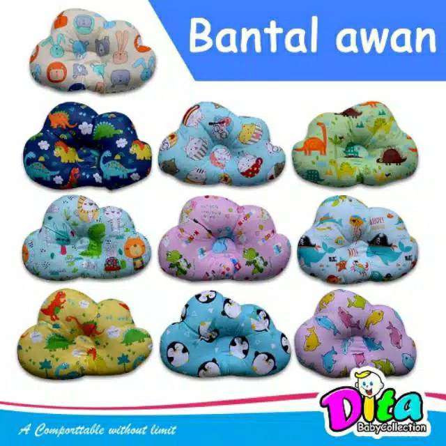 Bantal Kepala Bayi Motif Awan Anti Peyang , Cloud Pillow Bayi , Bantal Kesehatan Bayi