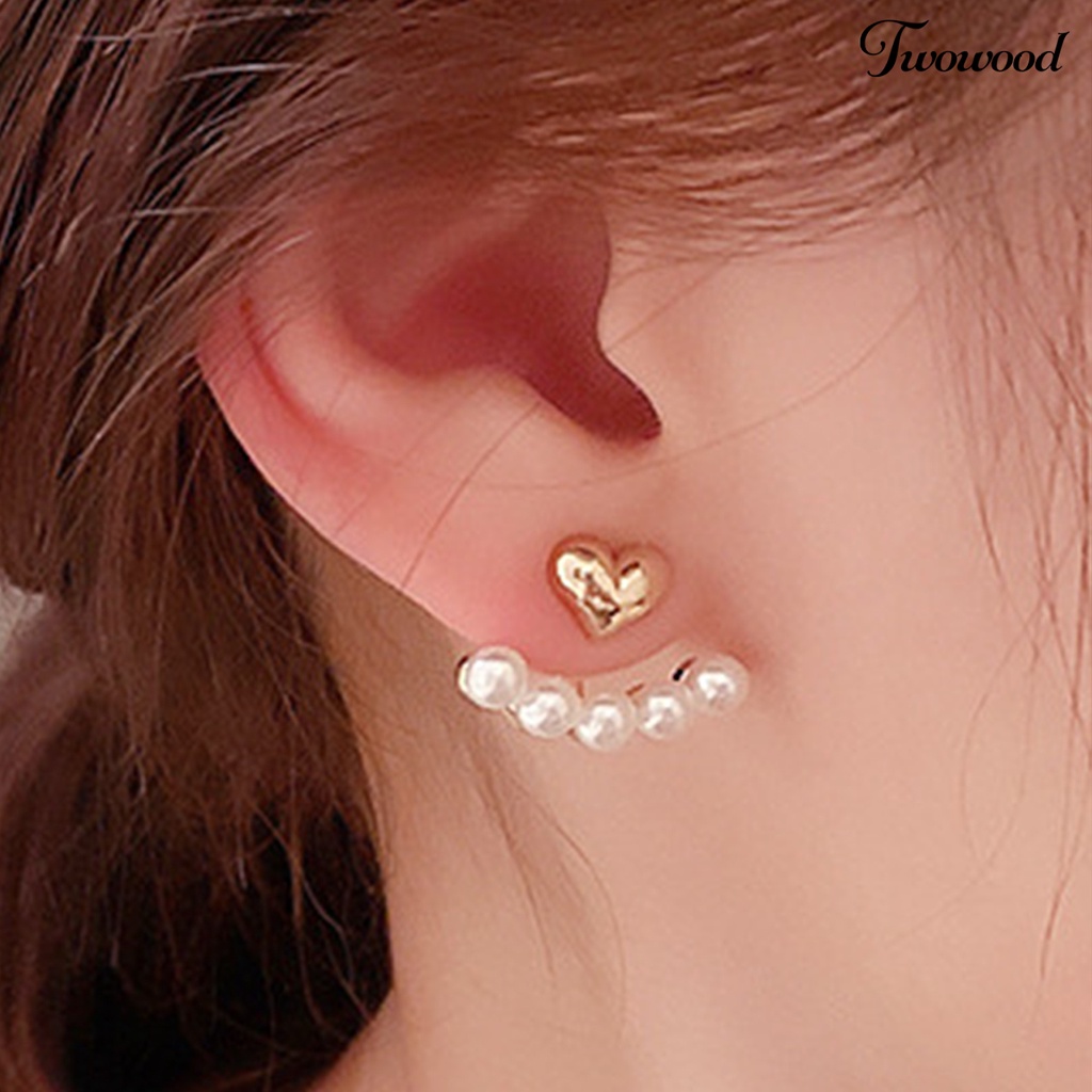 1 Pasang Anting Stud Mutiara Tiruan Bahan Alloy Untuk Aksesoris