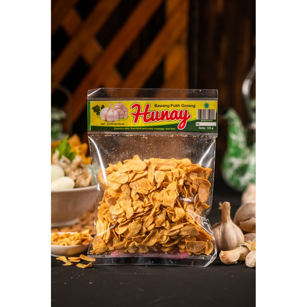 

Bawang putih goreng Hunay Plastik 125 gram | 100% tanpa bahan pengawet, kualitas premium dan Halal