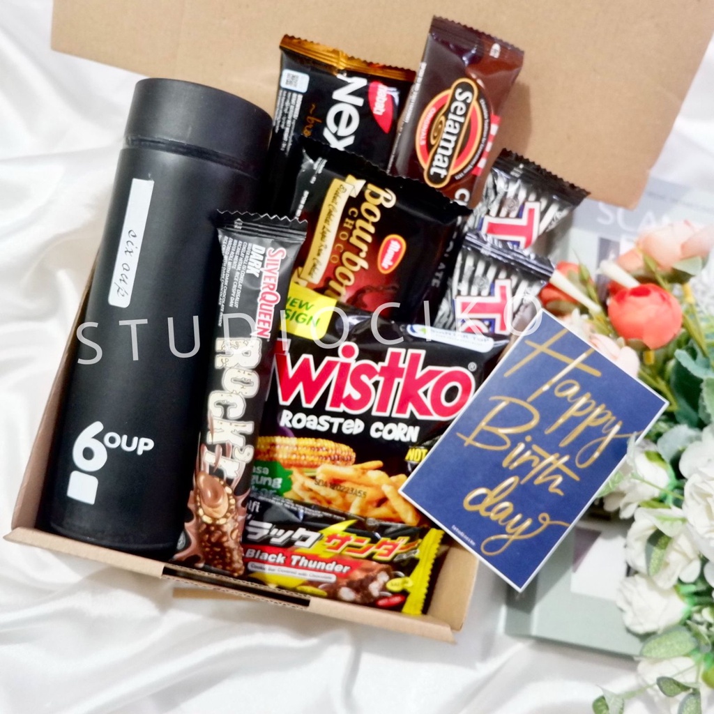 Kado Snack Box Ulang Tahun Cowok Cewek Valentine Hampers Lebaran Black Series