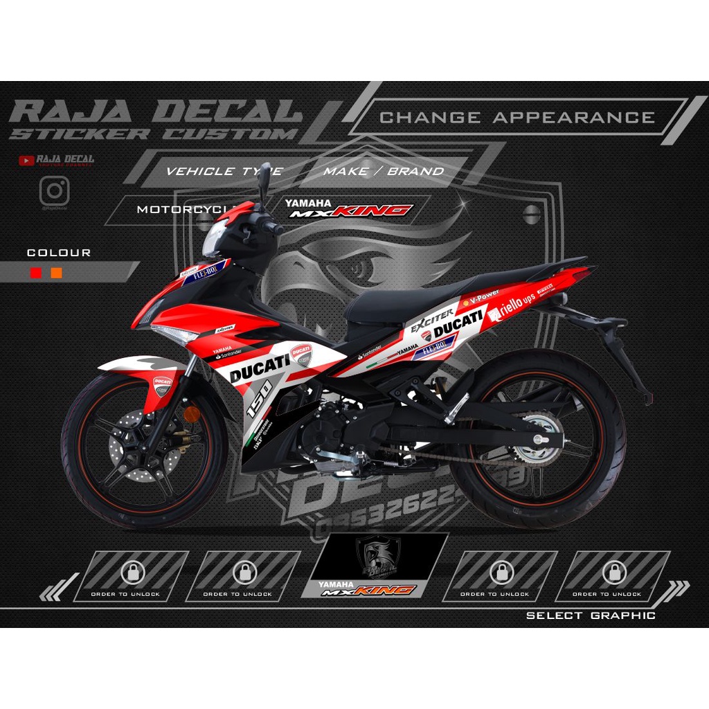 Decal Sticker Fullbody Motor Yamaha MX King 150 Motif Ducati MX.004