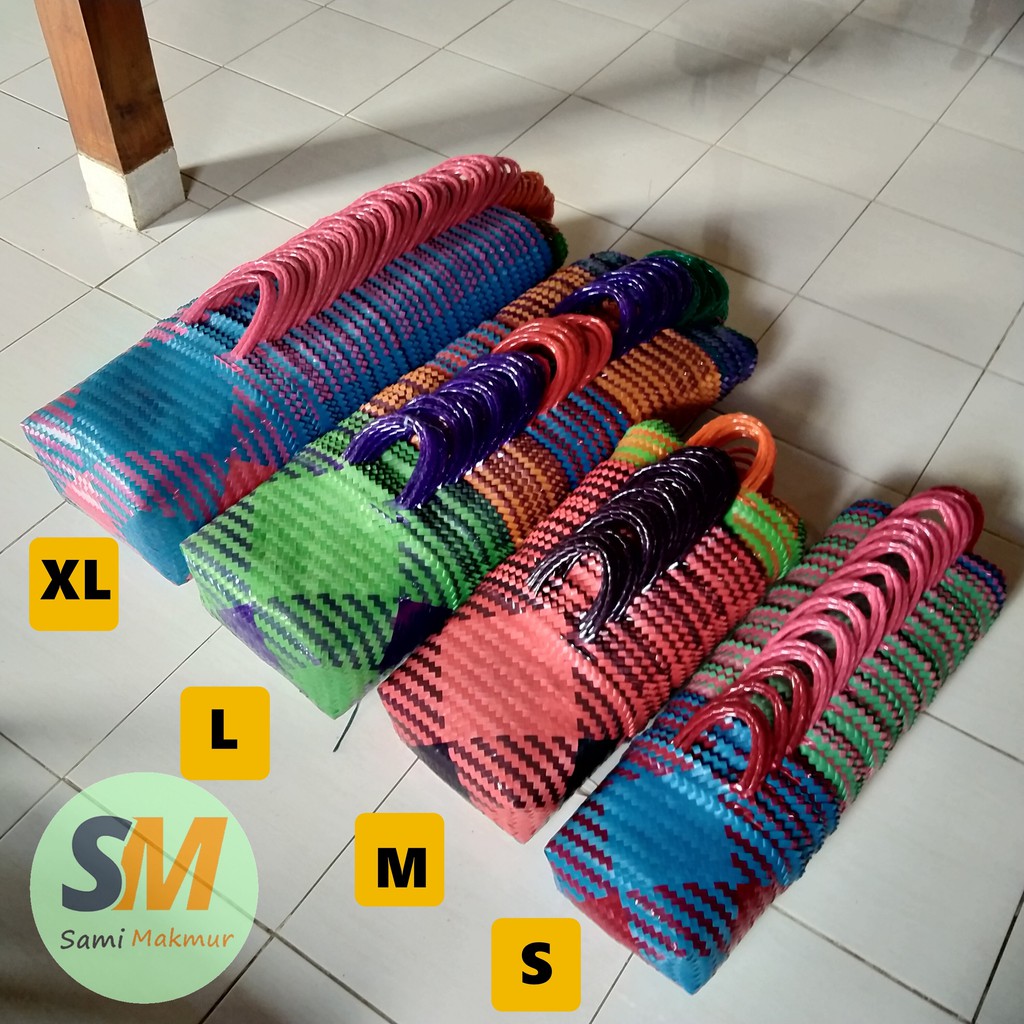 Tas Anyaman Plastik ukuran KECIL (S) KACA / Tas Keranjang Belanja / Tas Souvenir Jinjing Parcel THR