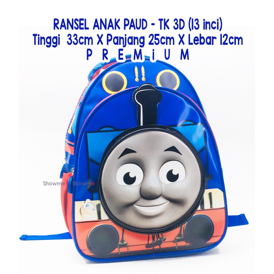 Showme promo tas ransel anak sekolah PAUD / TK / PLAYGROUP karakter 3D LOCO THOMAS kualitas premium