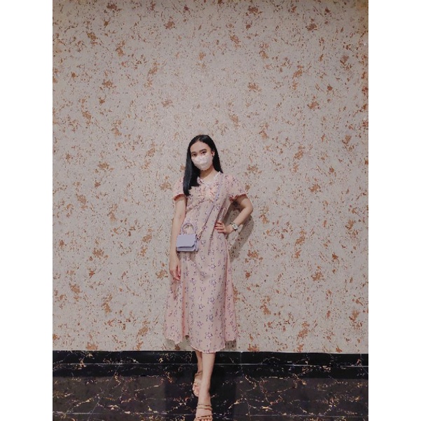 Dress korea pink flower