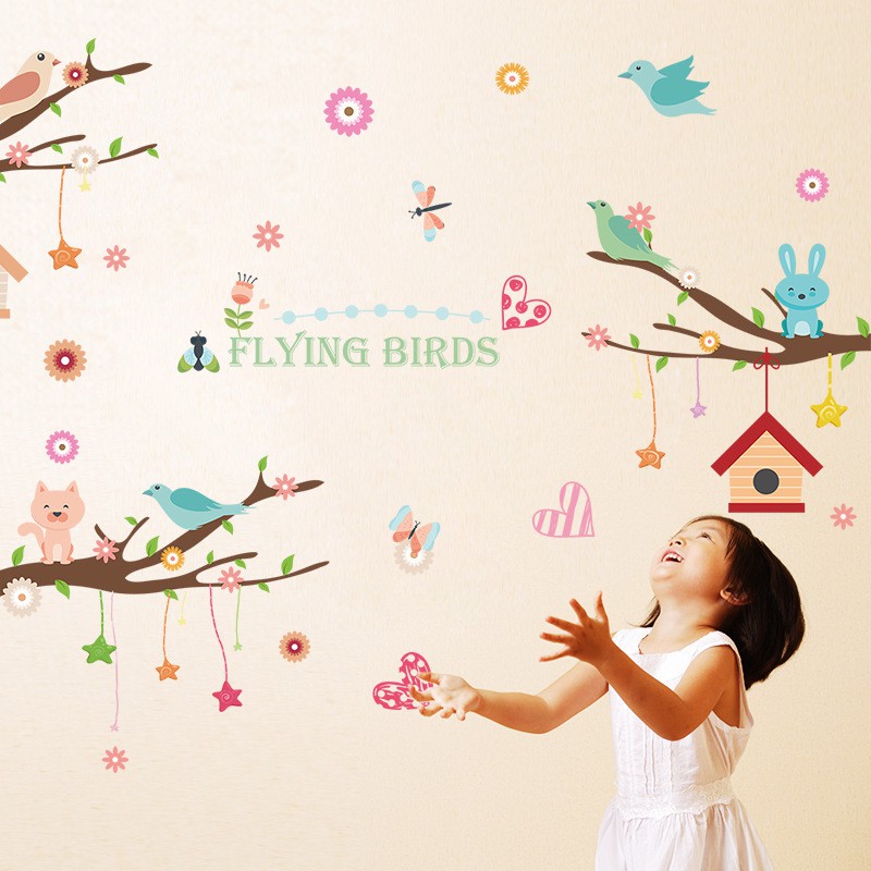 RELIZA WALL STICKER SANGKAR BURUNG BIRD LOVE ANIMAL BINTANG CAGE STIKER DINDING XL8245