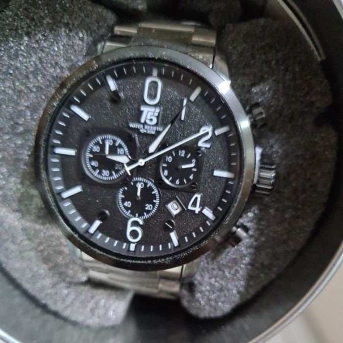 Jam Tangan Pria T5 H3573  T5 H 3573 Original chronograph stainless bergaransi include box