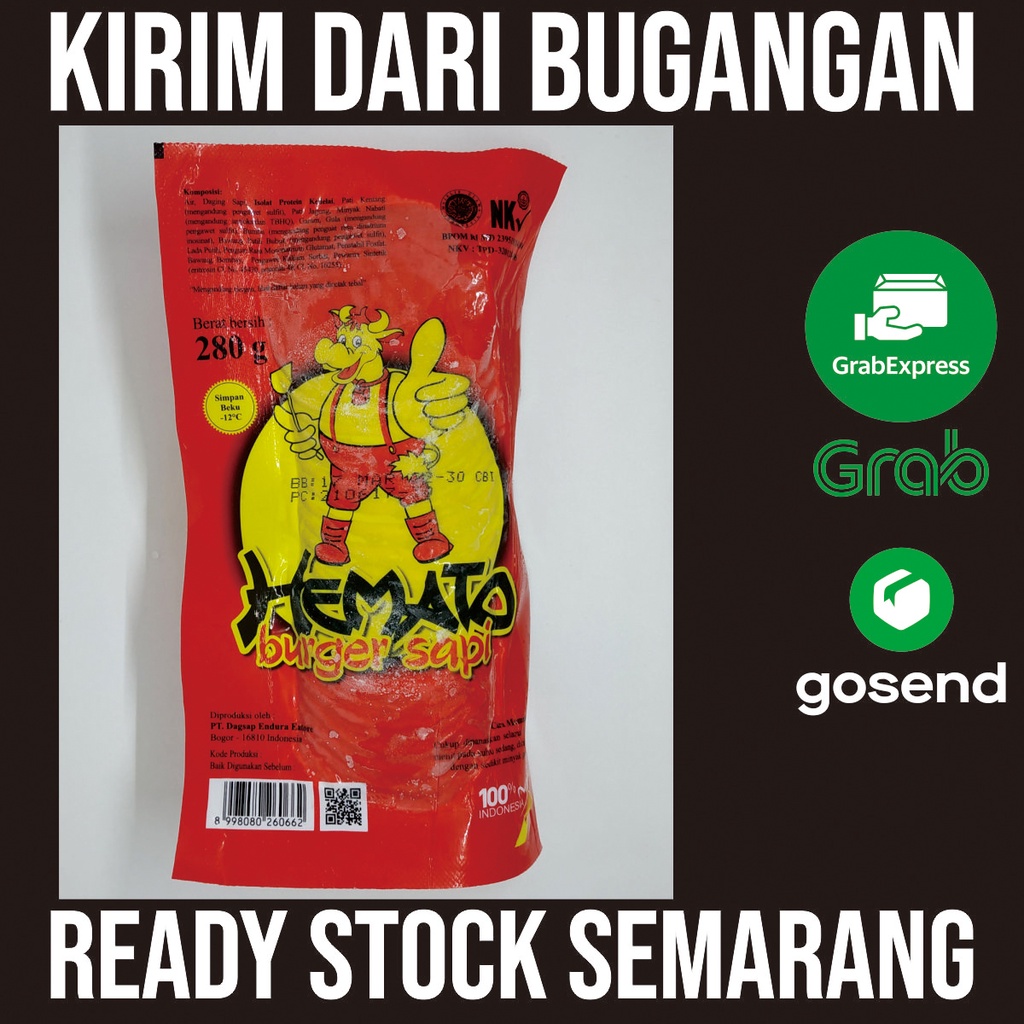 Hemato Daging Burger Patty 280 Gram Isi 20