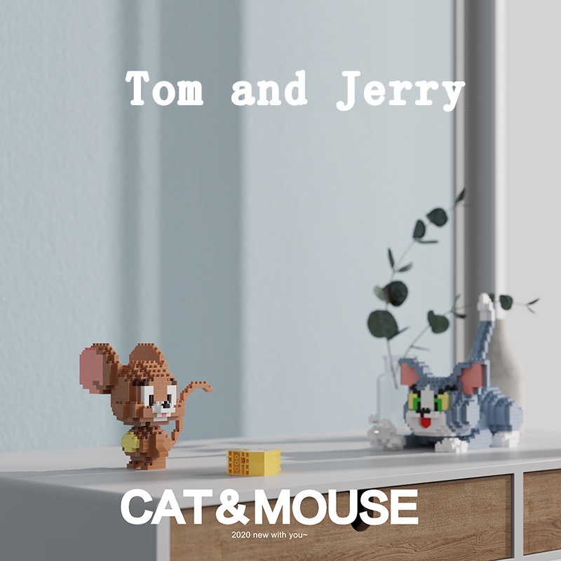 Tom and Jerry Mainan Balok Edukasi Karakter Kartun Mainan Balok DIY 3D Puzzle Brick Mini