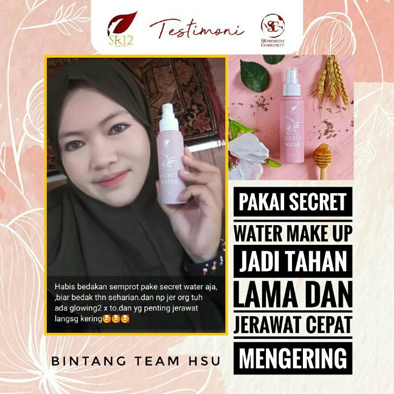 Nature Secret Water SR12 - Membuat Make UP Tahan Lama - Untuk Kulit Kering dan Berjerawat - BPOM