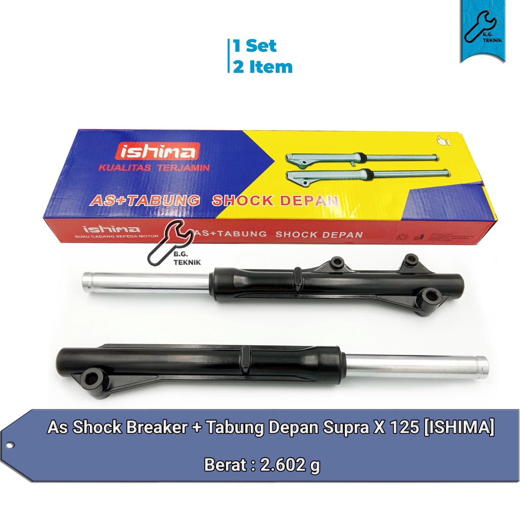 As Shock + Tabung Depan Supra X 125 /  Shockbreaker [ISHIMA] 1 Set 2 Pcs