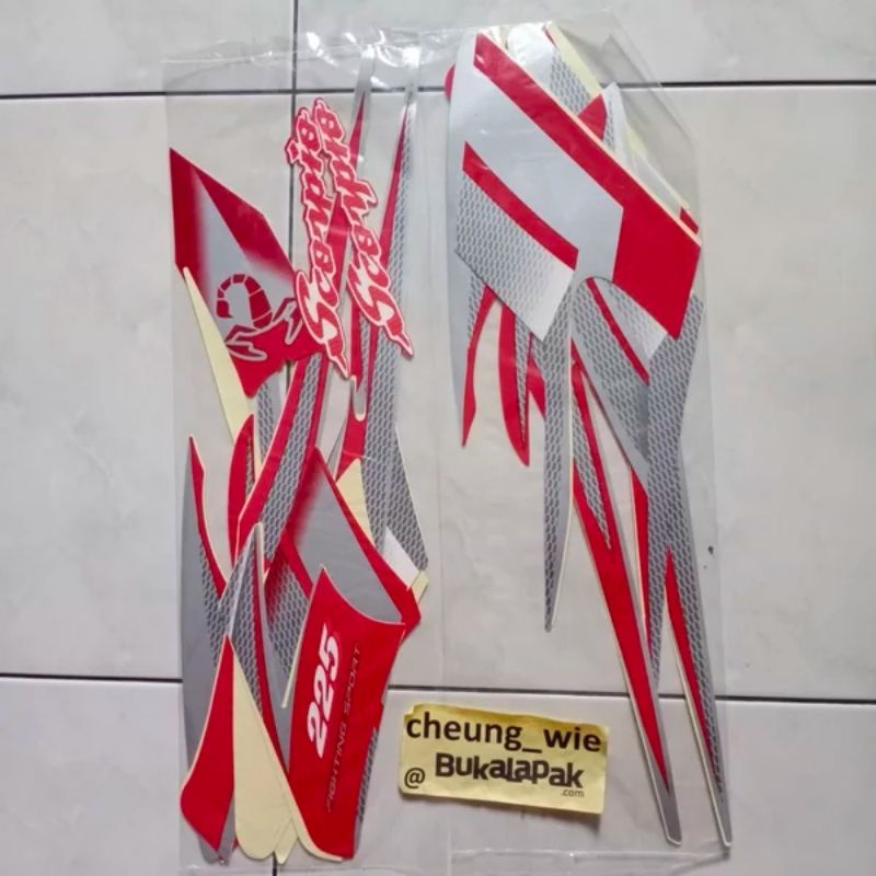 lis body/striping/ stiker yamaha scorpio G 2004 Merah silver Tangki Kotak Kualitas bagus
