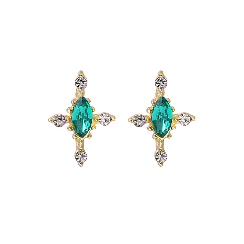 Anting-anting gaya Korea retro Hong Kong-kata rak emerald anting-anting musim gugur baru sederhana g