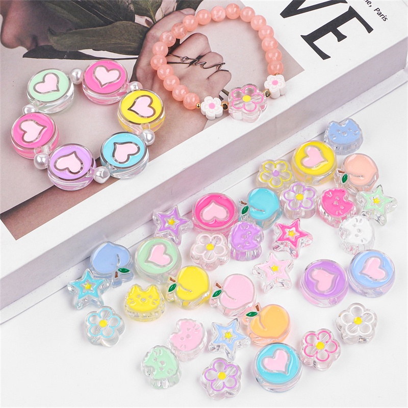 4-6 Pcs Manik-Manik Spacer Bahan Akrilik Campuran Untuk Membuat Perhiasan Gelang Kalung