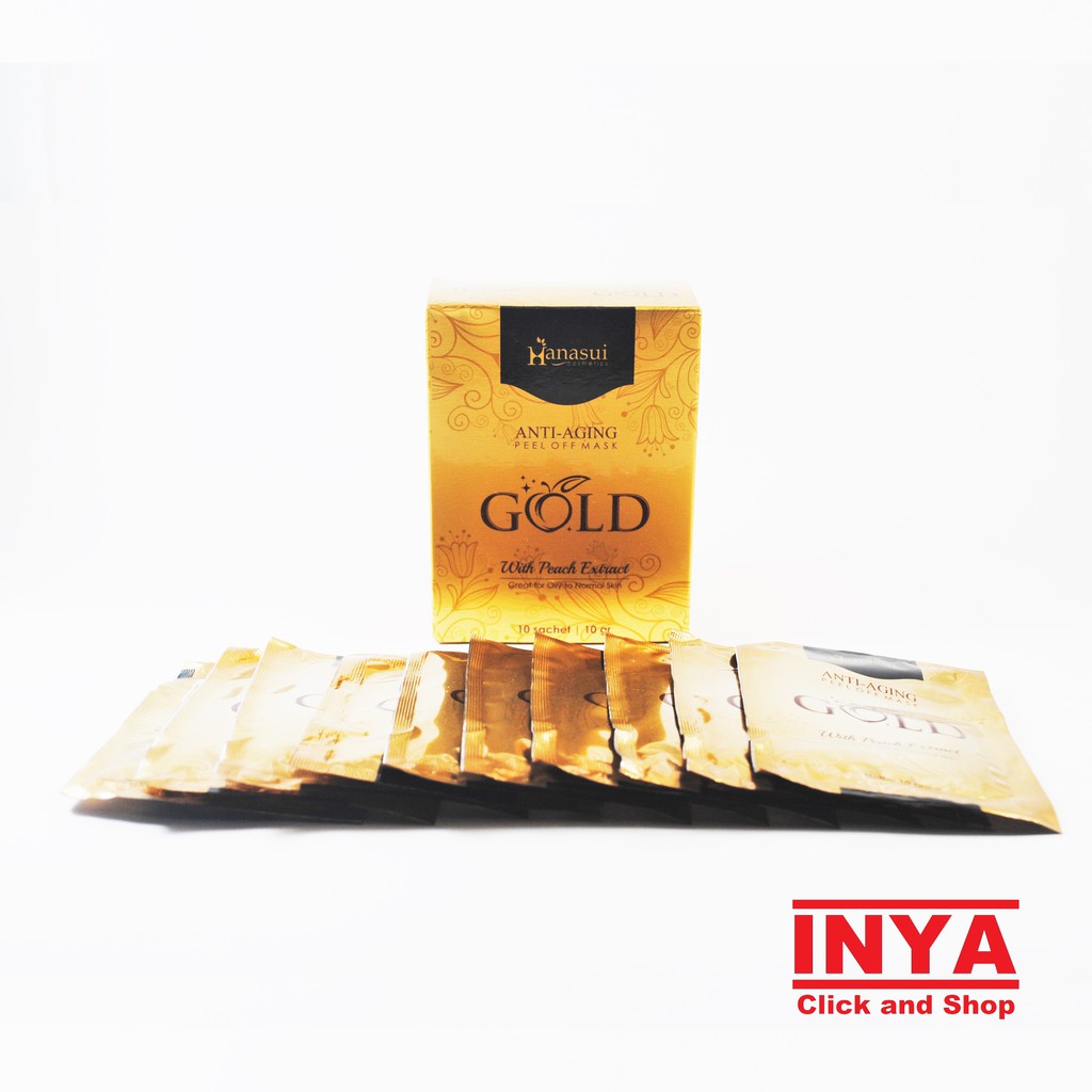 Masker Wajah HANASUI GOLD MASK - Peel Off  Mask BOX isi 10 Sachet