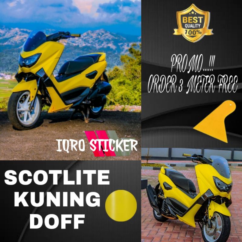 Stiker skotlet motor / stiker skotlet kuning doff / skotlet doff / skotlet motor/ scotlite kuning