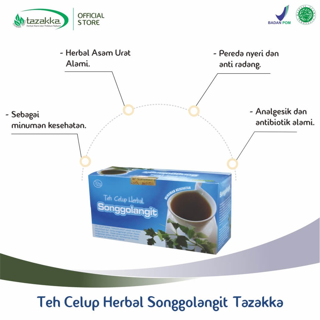 OBAT PEGEL LINU | Minuman herbal Teh SONGGOLANGIT Tazakka isi 20 Kantong HALAL BPOM ORIGINAL