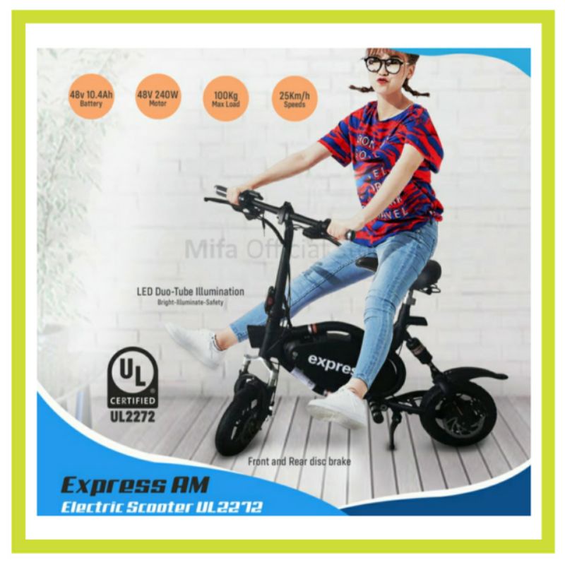 Express AM Electric Scooter UL2272 Sepeda Skuter Listrik Bike Fiido