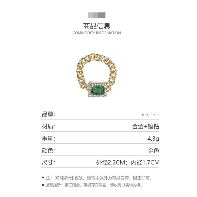 Korea Exquisite Emerald Fashion Ring Micro Diamond Chain Rings