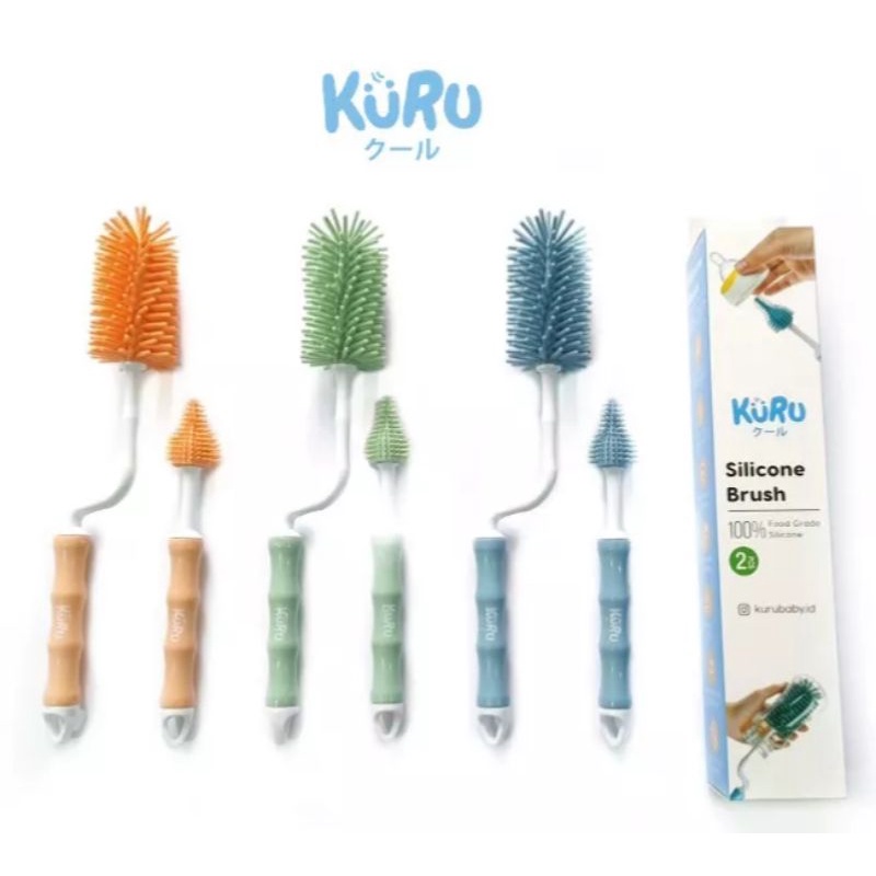 Kuru Sikat Botol Dot Silikon Bayi - Kuru Bottle Nipple Brush Silicone Baby - Silicon Brush Bottle &amp; Nipple