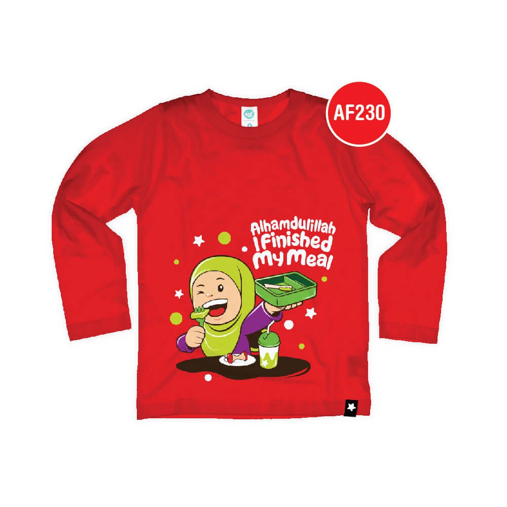 Kaos Anak Muslim Afrakids AFRA - AF230 Alhamdulillah I Finished My Meal