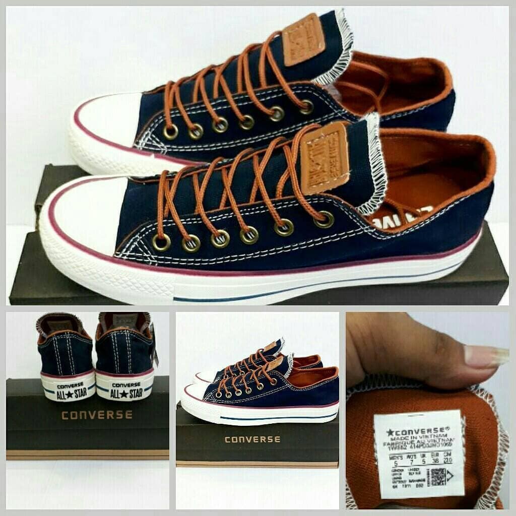 Sepatu Sneakers Casual All Star Convers_ Tali Premium PriaWanita + Dus - Premium Pendek Hitam Putih