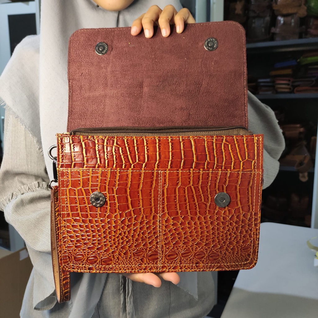[VALQO] BRUNO MOTIF - Handbag Kulit Sapi Dompet Clutch Tas Tangan Pria Wanita