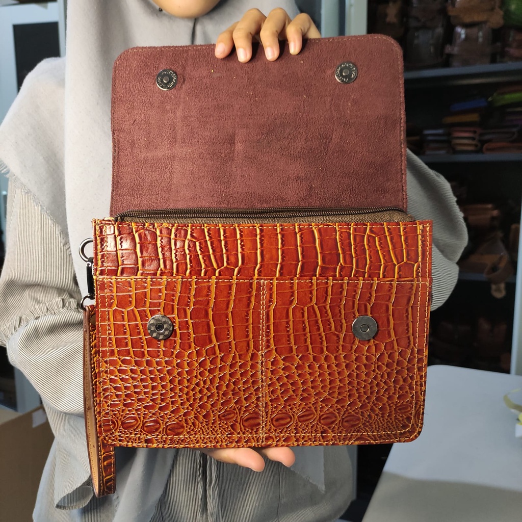 [VALQO] BRUNO MOTIF - Handbag Kulit Sapi Dompet Clutch Tas Tangan Pria Wanita